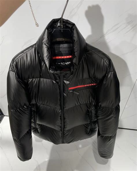 prada puffy|prada rossa puffer jacket.